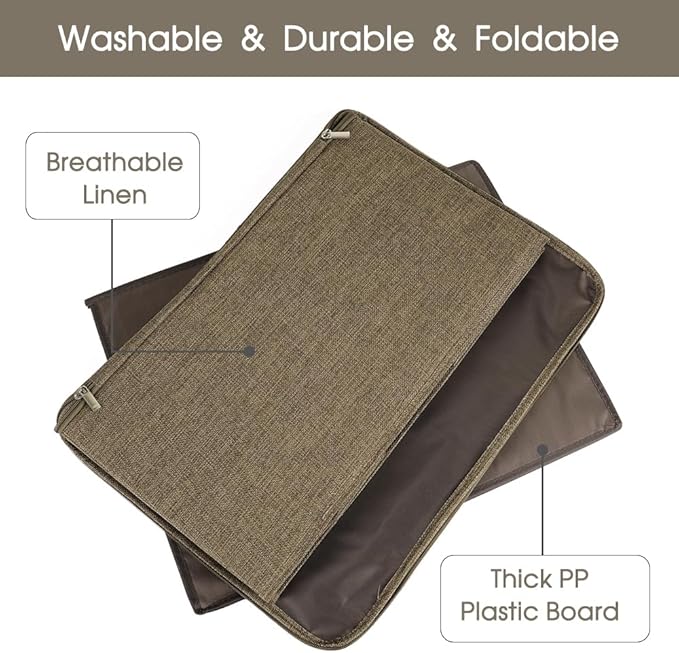ANMINY Storage Bins with Zipper Lids 36 Qt Lidded Fabric Storage Boxes Baskets Cubes with Handles Collapsible Washable Cotton Linen Closet Shelf Clothes Organizer Containers - Coffee, Large