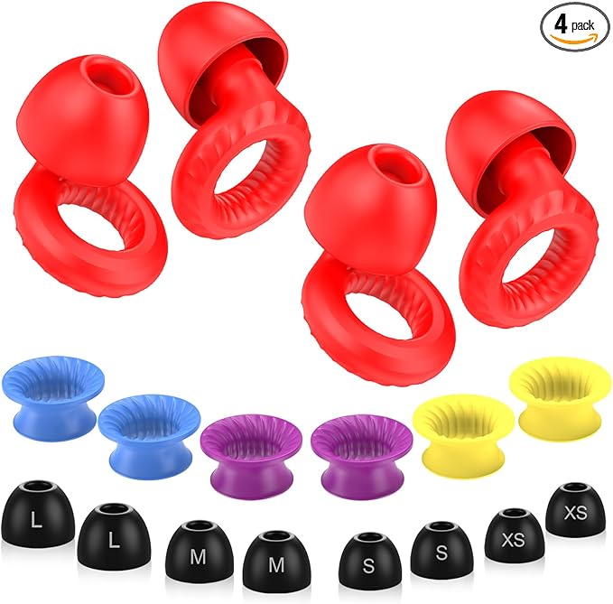 Ear Plugs for Sleeping Noise Cancelling -30dB, 2-Pack Reusable Soft Noise Reduction Ear Plugs for Sleep, Travel,Deep Focus, Hearing Protection,Concert with Carrying Case(Red*2)