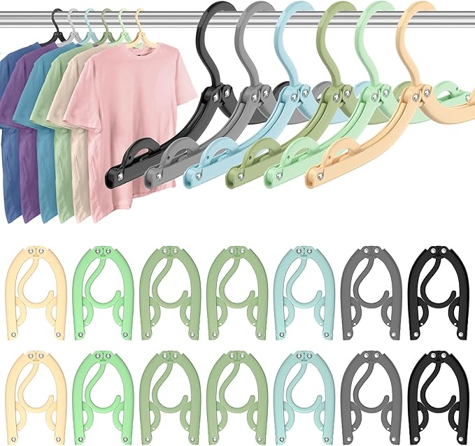 36 Pcs Travel Hangers Portable Foldable Travel Hanger Organizer, Plastic Cruise Ship Essentials Clothes Folding Hangers for Camping Flying RV Europe Vacation Essentials Suitcase, Vivid Black