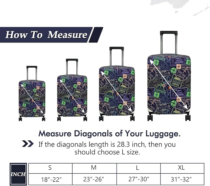 HYPER VENTURE Washable Luggage Cover - Fashion Suitcase Protector Fits 27-30 Inch Luggage (Urban Passport, L)