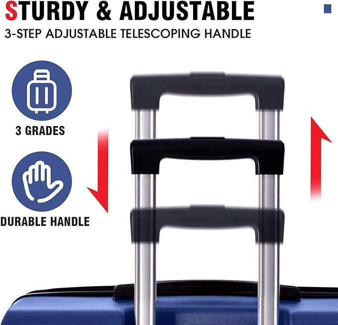 Merax Carry-On Luggage 22x14x9 airline approved, Hardshell ABS Suitcase with Spinner Wheels, TSA Lock, Lightweight Durable 20 Inch Travel Luggage for Men Women(Blue)