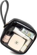 KOTORA TSA Approved Toiletry Bag with Mini Clear Makeup Bag Travel Size Beach Pool Bag Car Accessories for Women Her (Clear Mini-Black)