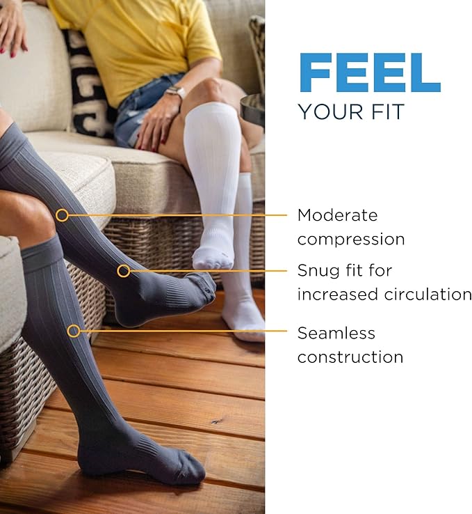 OrthoSleeve Medical Grade Compression Socks for Men & Women 15-20 mmHg (White, X-Large)