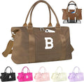 Birthday Graduation Gifts for Daughter,Initial Travel Duffel Bag Sports Gym Bag for Girls Teen Kids Birthday Gifts,Personalized Weekender Bag Carry On Tote Bags Cute Overnight Bag for Women(Brown, B)