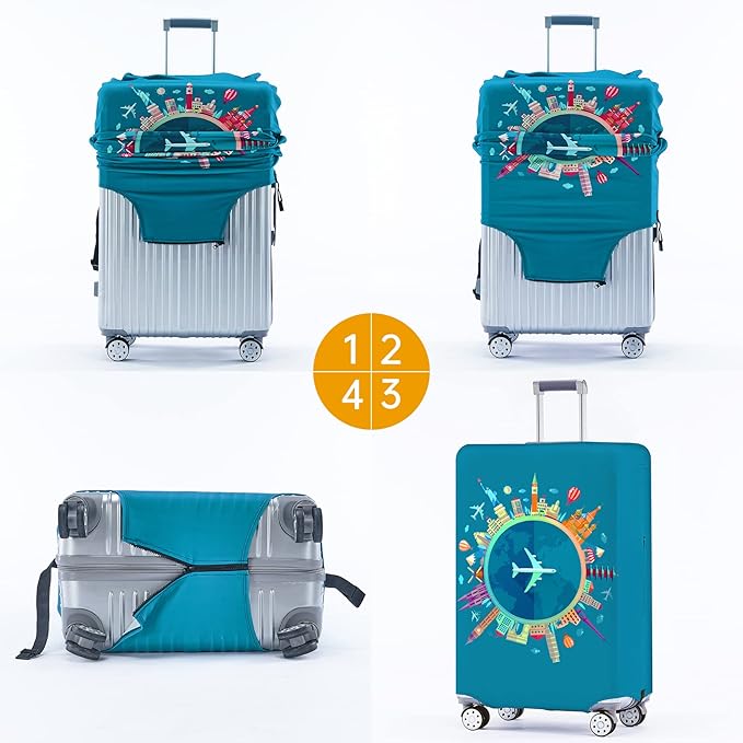 Travelkin Luggage Covers With Tag For Suitcases Tsa Approved,Suitcase Covers Protector Fit 18-32 Inch Luggage M(22-25inch suitcase)