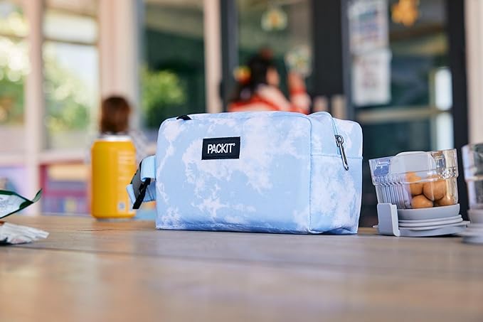 PackIt® Freezable Snack Box, Gray Fog, Built with ECOFREEZE® Technology, Collapsible, Reusable, Zip Closure with Buckle Handle, Designed For Work Snacks, Fresh Snacks On the Go, Adults, and All Ages