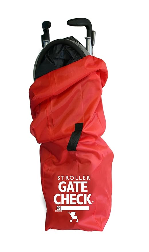 J.L. Childress Gate Check Bag for Umbrella Strollers - Travel Bag for Airplane, Fits Most Single Umbrella Baby Strollers, Airport Accessories for Gate Check, Flying Essentials - Red