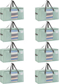 VENO 8 Pack Moving Bags, Comforter and Blanket Storage Bags for Closet, Moving Boxes, Boxes with Lids Alternative, College Dorm Packing Supplies, Foldable Heavy-Duty Tote (Light Green Matte, 8 Pack)
