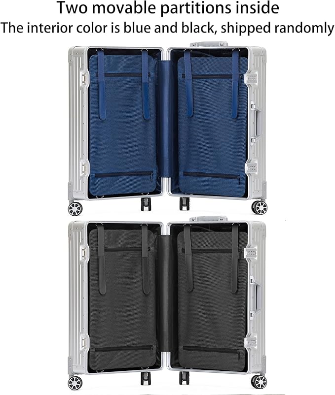 Metal All Aluminum Carry-on Luggage TSA Customs Lock Zipperless Silent Rotary Wheel Business Suitcase Aluminum Frame Set (rose gold, 28 '')