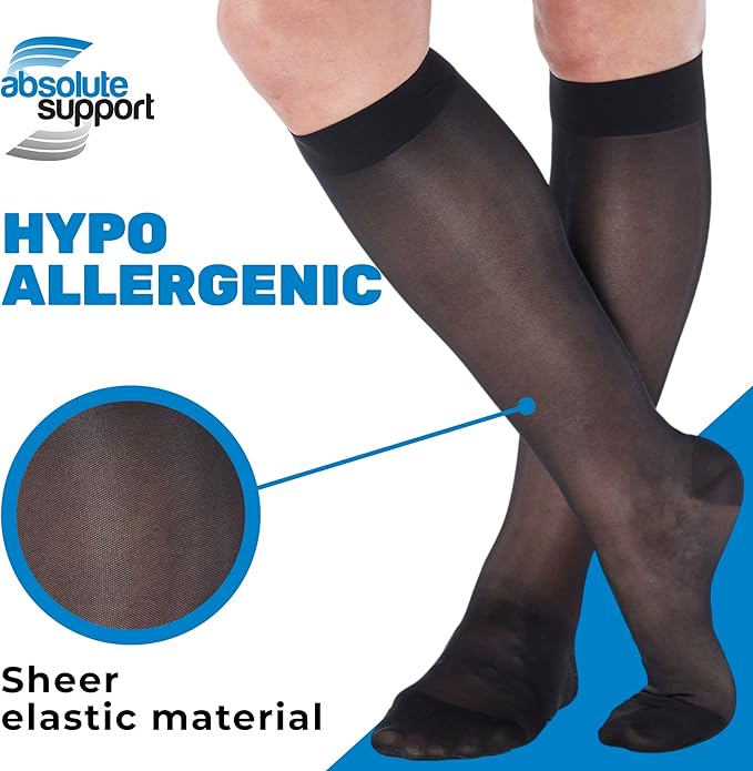 (3 Pairs - Closed Toe) Made in USA - Compression Stockings for Women 15-20mmHg - Sheer Compression Socks for Edema, Pregnancy, Diabetic, Post Surgery Recovery - Black, Small - A101BL1-3