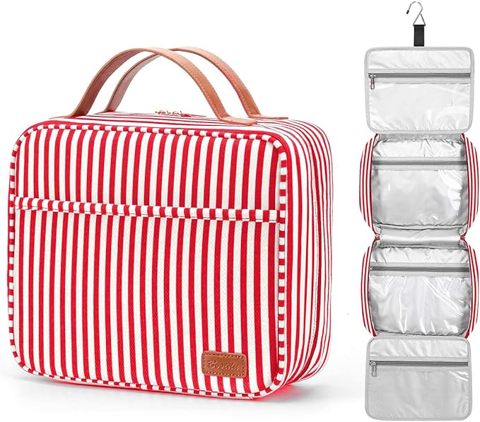 Hanging Travel Toiletry Bag,Large Capacity Cosmetic Travel Toiletry Organizer for Women with 4 Compartments & 1 Sturdy Hook,Perfect for Travel/Daily Use/Christmas