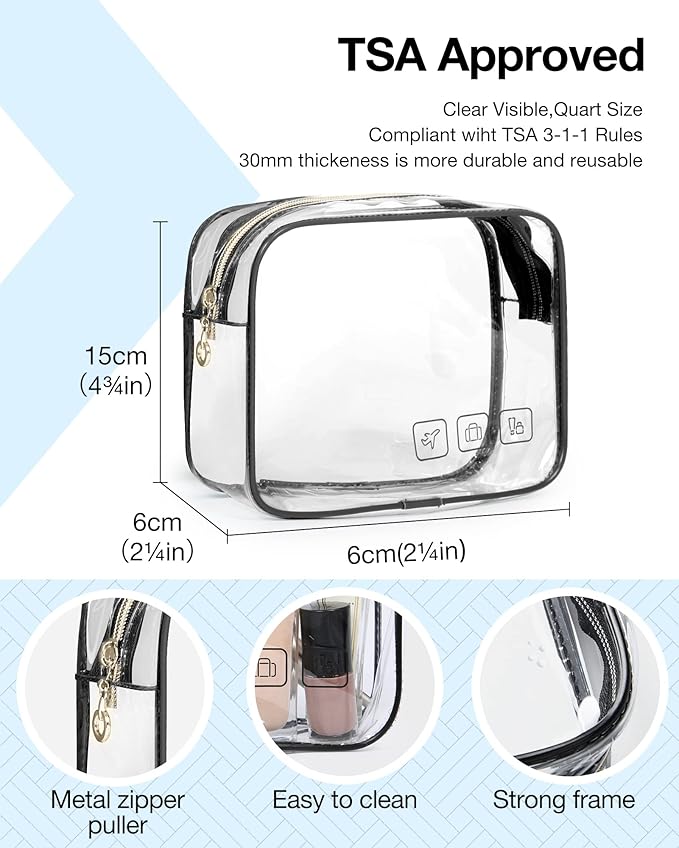 BAGSMART Toiletry Bag Hanging Travel Makeup Organizer with TSA Approved Transparent Cosmetic Bag Makeup Bag for Full Sized Toiletries, Medium-Black