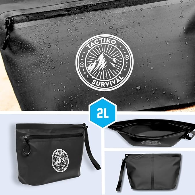 3-Pack Tactiko Heavy-Duty Splash Water Resistant Zipper Pouches - Hold-All Organizers for Dry Bags, Travel Bags (3, Black/Gray/Green)