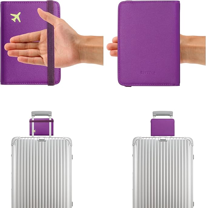 ZOPPEN Passport Holder Wallet, Passport Cover Travel Wallet Women Travel Essentials Accessories Document Organizer Travel Must Haves Rfid Blocking Cover Case for Women and Men, Purple