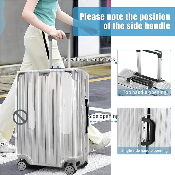 Yotako Upgraded Zippered Clear PVC Suitcase Cover, 28 Inch Luggage Covers for Suitcase Luggage Protector Cover 28''