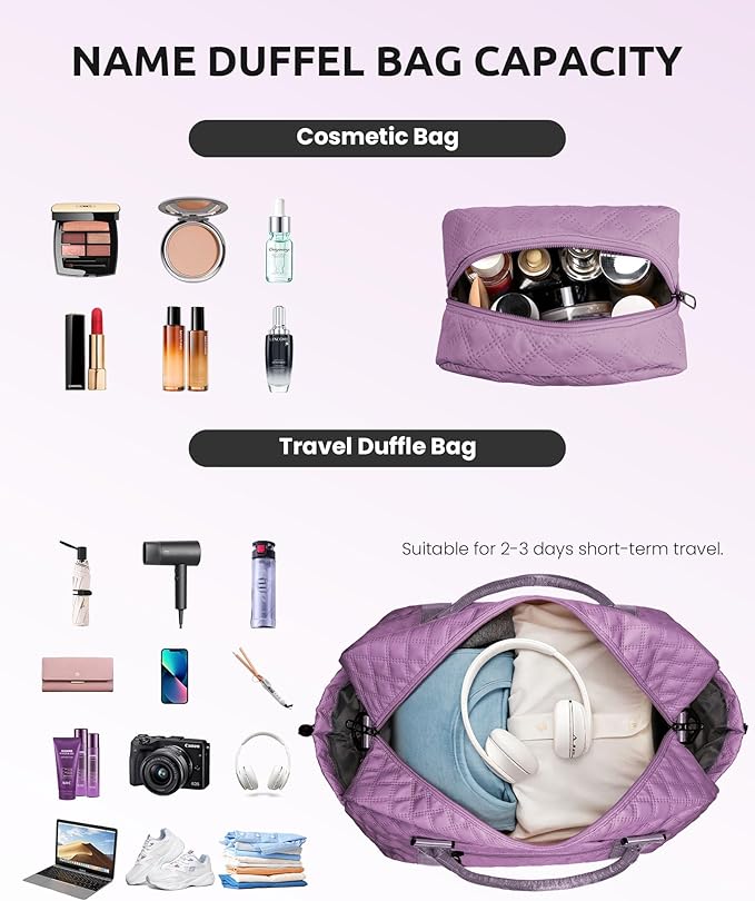 Gifts for Girls-Teen Weekender Bags, Personalized Weekender Bag, Monogram Overnight Bag, Letter Travel Bag with Makeup Bag，Personalized Gift Idea for Women Her (Letter G)