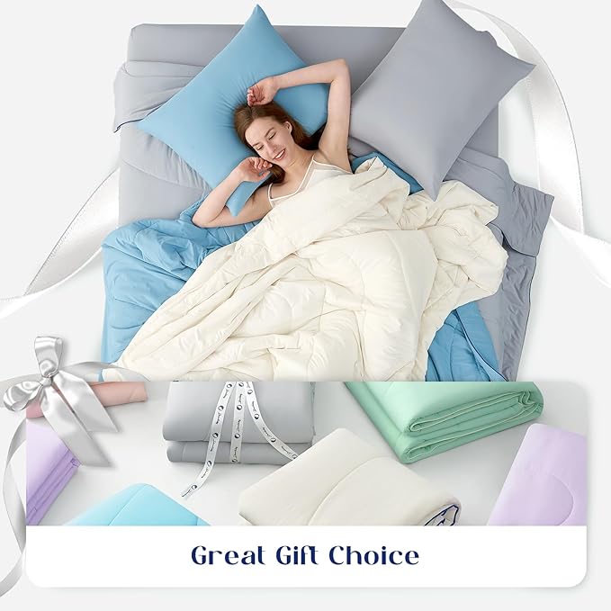 Dream Valley® Outlast® Deepsleep Cooling Comforter, Twin Size, NASA-Grade Space Technology Cooling Blanket for Hot Sleepers Night Sweats, Q-Max > 0.45 Aerocool™ Breathable Light Grey, 68"x90"