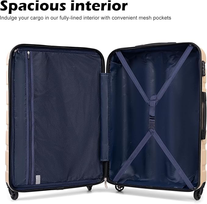Coolife 3-Piece Lightweight Hardside Spinner Luggage Set with TSA Lock