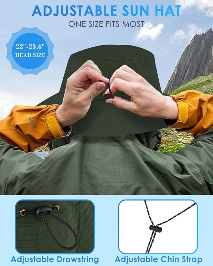 BROTOU Foldable Bucket Hats for Women/Men, UPF 50+ Wide Brim Sun Hat, Waterproof Fishing Cap with UV Protection