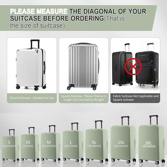 Travel Luggage Cover Suitcase Protector Scratch-Resistant Fit 19-31 Inch Suitcase, Not Included Suitcase (Cyan, SX(22-23 inch))