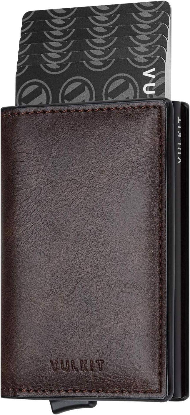 VULKIT Card Holder Pop Up Slim Wallet Leather RFID Blocking Card Case Up to 8 Credit Cards