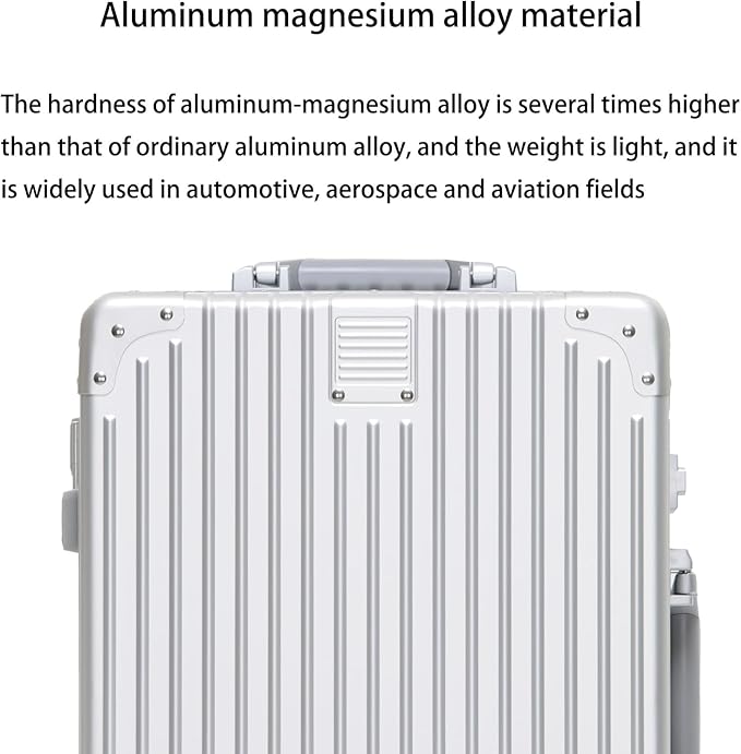 Metal All Aluminum Carry-on Luggage TSA Customs Lock Zipperless Silent Rotary Wheel Business Suitcase Aluminum Frame Set (dark green, 2Piece(20/28))
