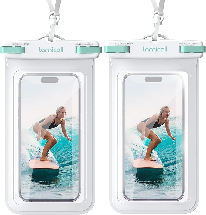 Lamicall 2 Pack Green White Cell Phone Bag, for Mother Mom, Birthday Gift for Father Teens Girls Boys Phone Pouch