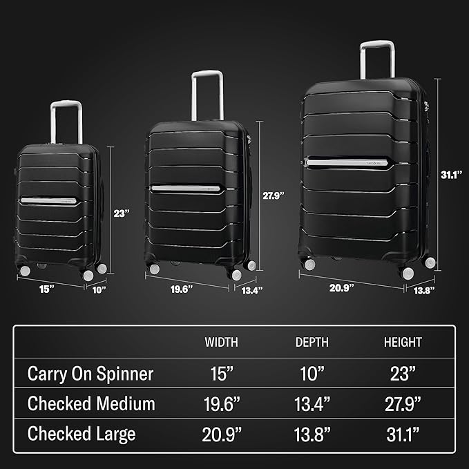 Samsonite Freeform Hardside Expandable with Double Spinner Wheels, White, Checked-Medium 24-Inch