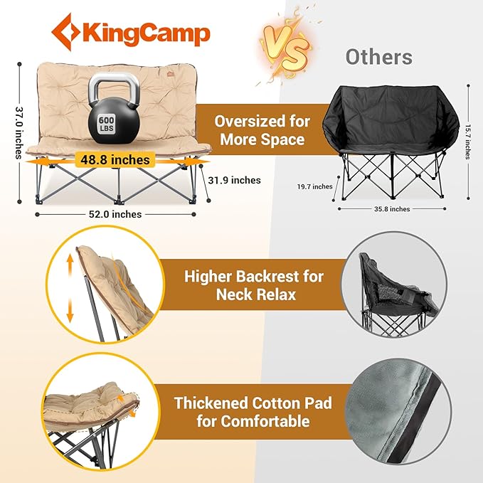 KingCamp Butterfly Chair Oversized XL Saucer Chair for Adults Padded Folding Comfy Camping Chairs for Teens Kids 300lbs Heavy Duty with High Back for Bedroom Living Room Dorm Rooms Outdoor Patio Lawn