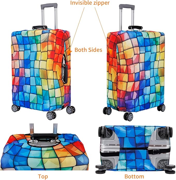 MosaiRudo Travel Luggage Covers For Suitcase Tsa Approved,Suitcase Cover Protector Fit 18-32 Inch Luggage Travel Accessories (T2505, L)
