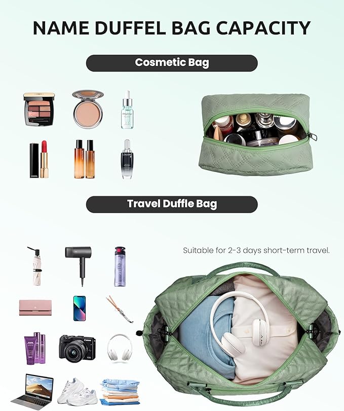 Gifts for Teacher -Initial Travel Bag with Shoe Compartment, Girls Weekender Bag, Monogram Overnight Bag for Women, Letter Travel Bag with Makeup Bag, Daughter Gift from Mom (Letter N)