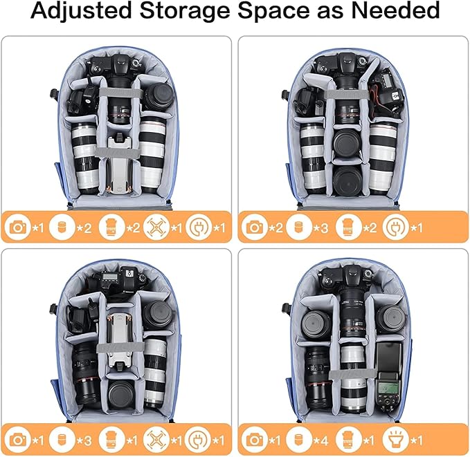MOSISO Camera Backpack, DSLR/SLR/Mirrorless Photography Camera Bag 15-16 inch Waterproof Hardshell Case with Tripod Holder&Laptop Compartment Compatible with Canon/Nikon/Sony, Slate Blue