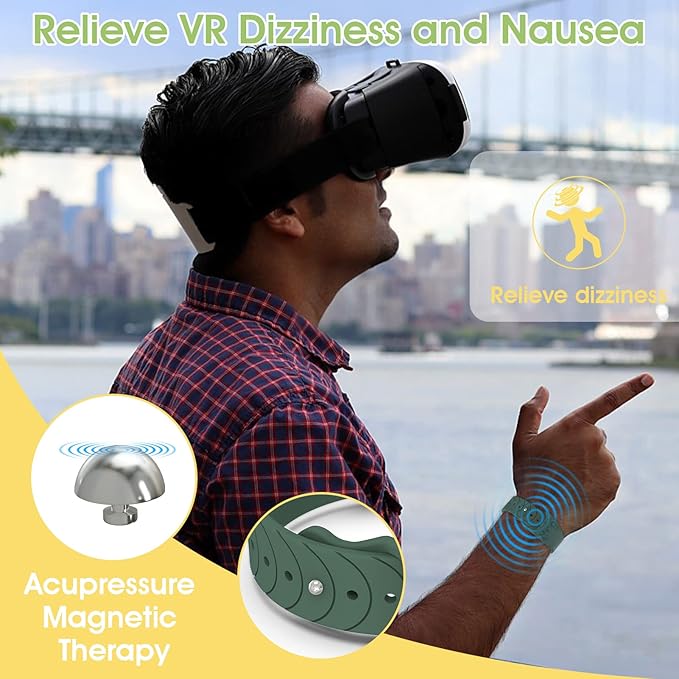 Motion Sickness Bands Anti Nausea Acupressure Wristband Sea Sickness Wristbands Nausea Bands Natural Relief Motion & Morning Sickness -（2 Pairs Pine Green）