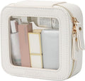 Aveniee Clear Makeup Bag Small, Mini Travel Toiletry Bag Cosmetic Bags Organizer, TSA Approved Clear Makeup Case Pouch with Zipper, Car Essentials for Women Men,White