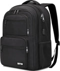 Black Backpack for Men Women, 15.6 inch Laptop Backpack for School, School Backpack for Boys Girls Teens, College Book Bag with USB Port, Water Resistant Bookbag, Business Work Travel