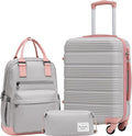 LONG VACATION 3 Piece Carry On Luggage 20 Inch Suitcase with Spinner Wheels, ABS+PC Hardshell Suitcase set with TSA Lock & YKK Zipper