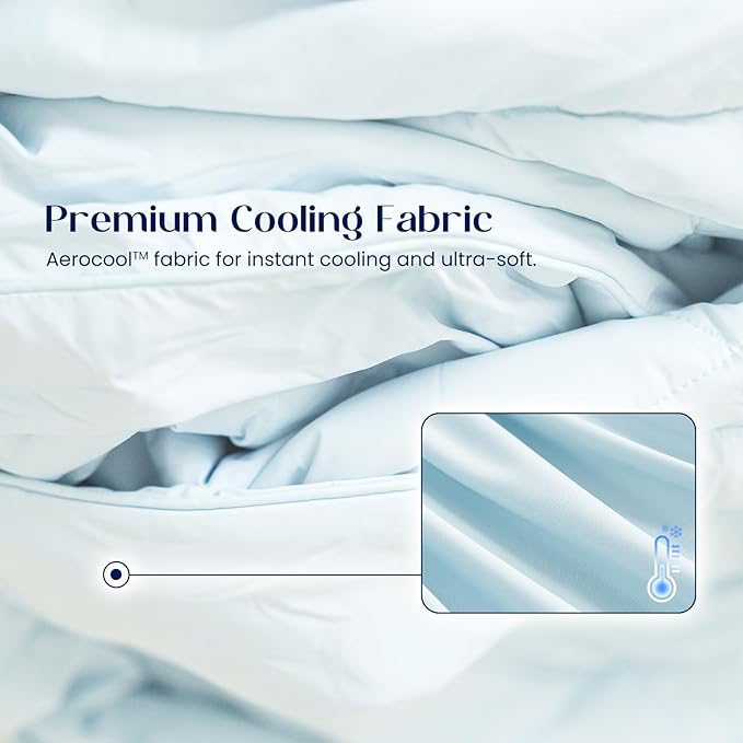 Dream Valley® Outlast® Deepsleep Cooling Comforter, King Size, NASA-Grade Space Technology Cooling Blanket for Hot Sleepers Night Sweats, Q-Max > 0.45 Aerocool™ Breathable, Dream Blue, 106"x90"