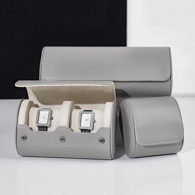 Oirlv Luxury Leather Watch Storage Case Watch Box for Mens Jewelry Organizer Case Jewelry Gift Box for Birthday Fathers Day Anniversary(1 slot, Grey)