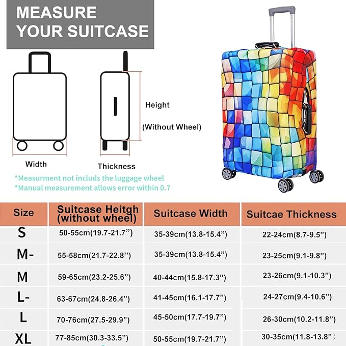 MosaiRudo Travel Luggage Covers For Suitcase Tsa Approved,Suitcase Cover Protector Fit 18-32 Inch Luggage Travel Accessories (T2487, L)
