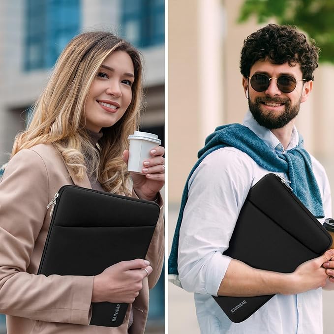 RAINYEAR Laptop Sleeve Case with Front Pocket, 15 16 Inch Protective Portable Case with Front Pocket, Briefcase Laptop Bag Cover Compatible for MacBook Pro/Max M4 M3 M2 M1 2025 2024 2023 2022, Black