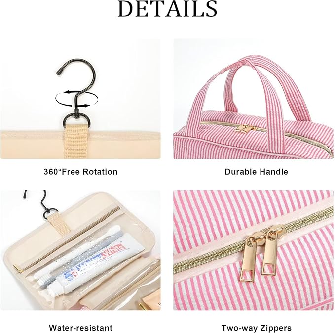 YOOLIFE Travel Toiletry Bag Makeup Bag - Hanging Toiletry Bag for Women, Portable Toiletries Travel Bag and Cosmetic Bag, Airplane Travel Essentials Travel Toiletry Bag - Letter J, Blue