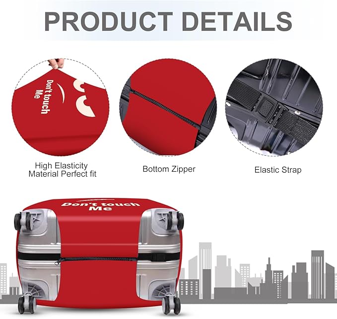 ANNA QUEEN Funny Luggage Cover, Don't Touch Me Red Face Design, Stretchable, Washable Travel Protector for 28-30 Inch Luggage