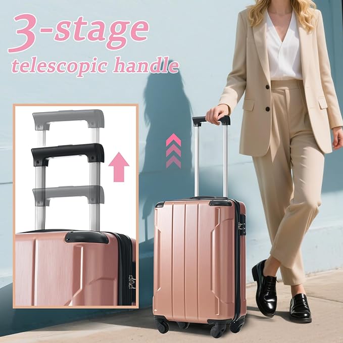 Merax 20 Inch Carry On Luggage Airline Approved, Hardshell ABS Suitcase with Spinner Wheels, TSA Lock, Lightweight Travel Luggage for Business Trips & Weekend Getaways