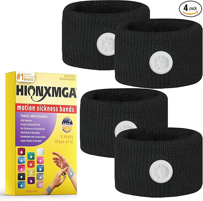 Motion Sickness Bands/Acupressure Nausea Wristband for Nausea,Sea Sickness Wristbands for Natural Relief of Morning Sickness,Dizziness, Motion Sickness(Car, Sea, Flying Travel Sickness)