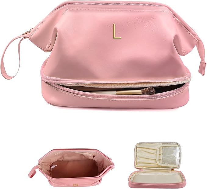 Birthday Gifts for 11 12 13 14 15 16 17 18 Year Old Girls Makeup Bag, Gift for Women Double Layer Cosmetic Bag with Makeup Brush Organizer, Teacher Gift,Toiletry Bag Graduation Gift