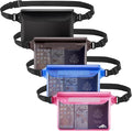 HEETA Waterproof Fanny Pack, Waterproof Pouch Dry Bag 2/3/4 Pack for Phone Passport Purse, Adjustable Waist Strap for Swimming Kayaking Boating Paddle Board Accessories Cruise Beach Camping Essentials