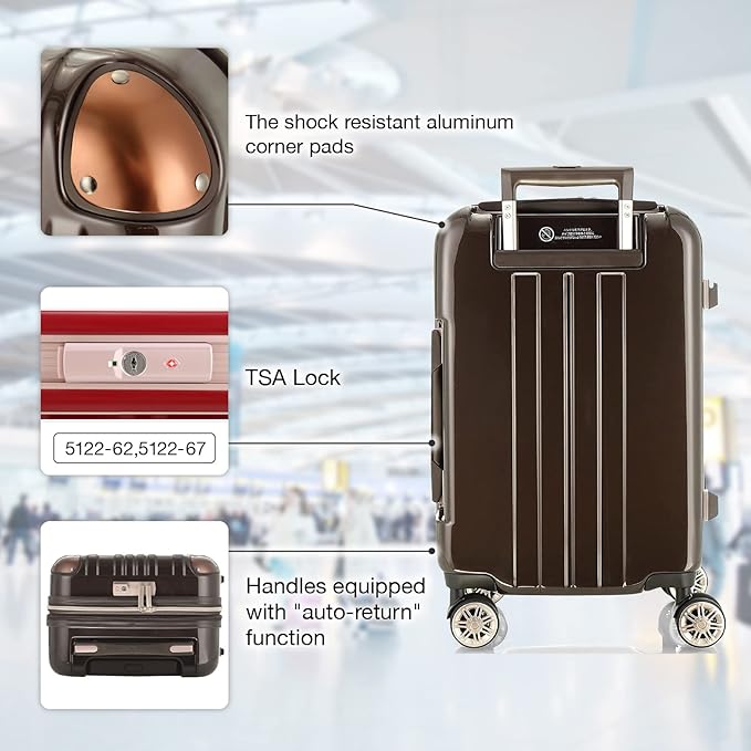 LEGEND WALKER Durable Aluminum Frame Hardside Luggage, 28-inch,ChampagneGold,5122-62-CGD