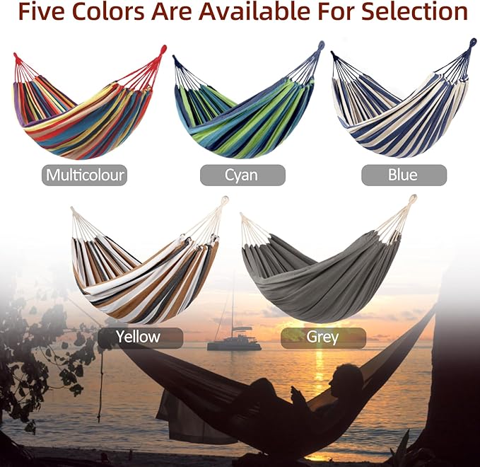 Camping Hammocks for Backyard Hanging Sturdy Garden Comfortable Fabric Hammock Indoor Tree Straps Up to 616lbs Weight Capacity with Travel Bag for Camping Portable Outdoor Patio (Grey)