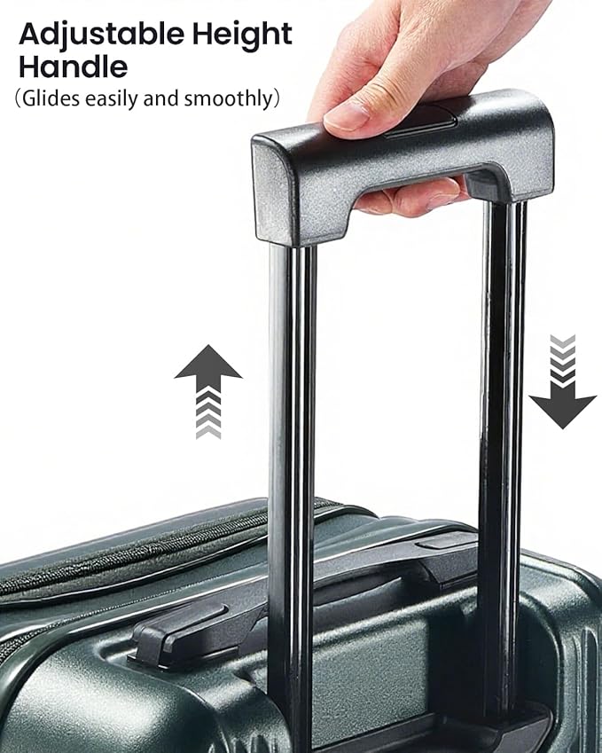 UrbanExplorer 20 Inch Carry-On Luggage with Front Opening, Cup Holder & USB Port, Lightweight ABS+PC Hardshell Spinner Suitcase, Airline Approved, 360° Wheels, Wine Red