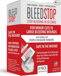 BleedStop™ First Aid Powder for Blood Clotting, Trauma Kit, Blood Thinner Patients, Camping Safety, and Survival Equipment for Moderate to Severe Bleeding Wounds or Nosebleeds - 4 (20g) Pouches